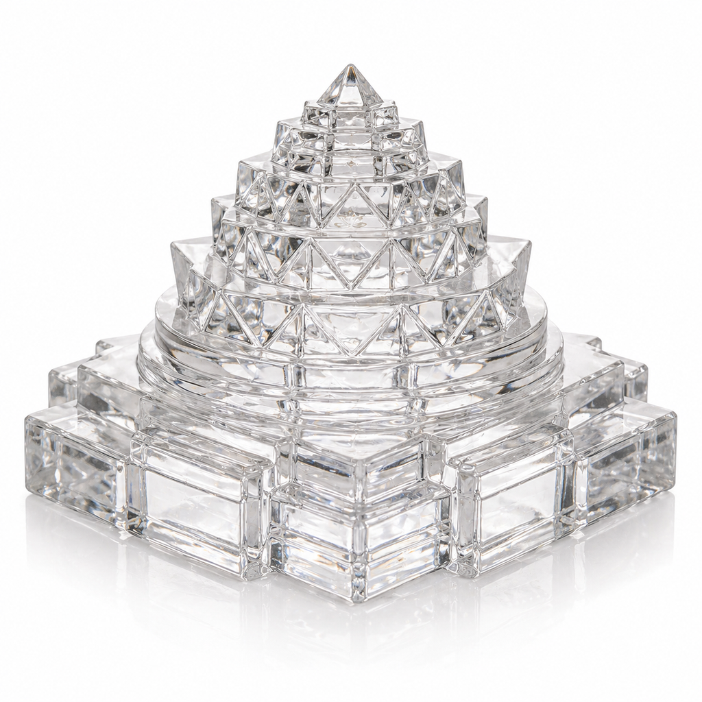 4 Inch Sphatik Shri Yantra (Kamal Shri Yantra) – Large Crystal Yantra for Wealth, Vastu & Divine Energy