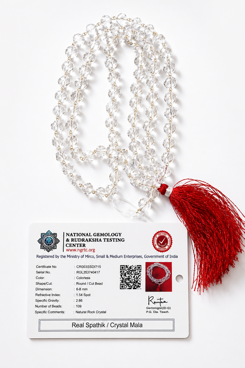 Premium Diamond-Cut Sphatik Mala in Silver Wire | Sparkling Crystal Quartz Jap Mala | Luxury Spiritual Necklace