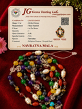 Certified Precious Navratna Mala – Original 9 Gemstones (Navgraha) 108 Beads | Astrology Healing, Protection & Prosperity Mala