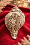Radha Krishna Carved Shankh – Divine Decorative Conch for Home Temple &amp; Spiritual Decor