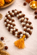 Rudraksha & Pearl Mala (108 Beads) | Premium Spiritual Necklace for Meditation & Daily Wear