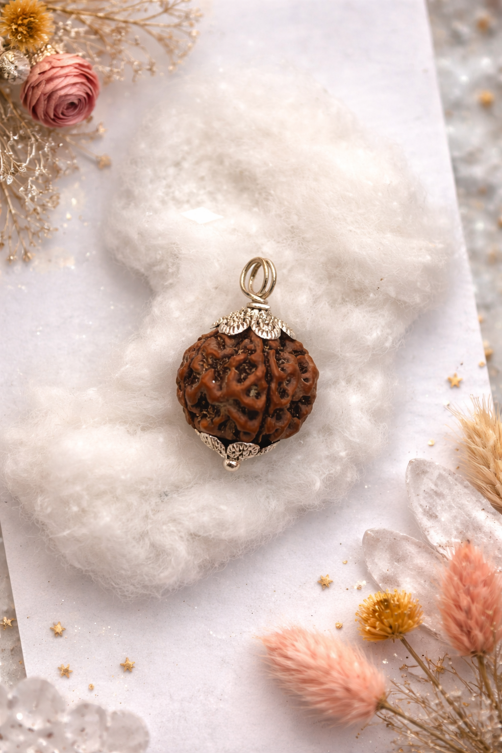 Original 5 Mukhi Rudraksha with Silver Cap | Panchmukhi Rudraksha Pendant for Peace, Protection & Spiritual Growth