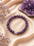 Natural Amethyst Bracelet – Healing Crystal for Calm, Stress Relief & Protection | Premium Purple Beaded Bracelet (Unisex)
