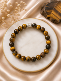 Tiger Eye Bracelet – Natural Stone for Confidence, Protection & Wealth | Golden Brown Beaded Energy Bracelet (Unisex)