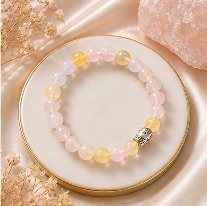 Rose Quartz Healing Bracelet for Love & Positive Energy | Natural Crystal Beaded Bracelet for Women