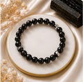 Black Quartz Healing Bracelet – Natural Protection & Energy Shield Crystal | Premium Glossy Beaded Bracelet (Unisex)