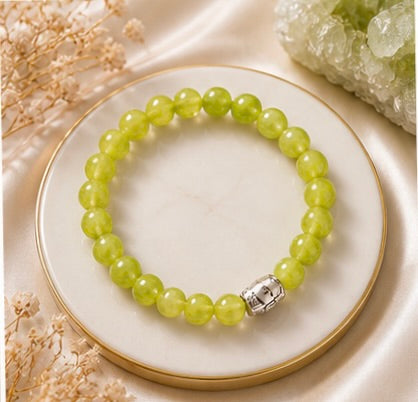 Green Quartz Healing Bracelet for Luck, Wealth & Positive Energy | Natural Crystal Beaded Bracelet for Women & Men