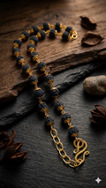 Sacred Rudraksha Gold-Capped Mala Necklace – Spiritual Protection & Elegant Meditational Jewelry