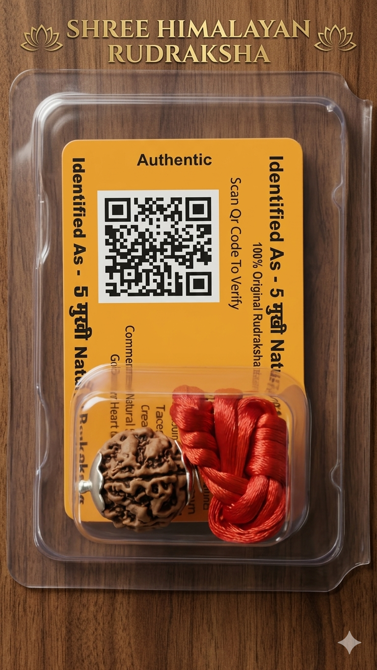 Certified Original 5 Mukhi Himalayan Rudraksha Bead with Silver Capping