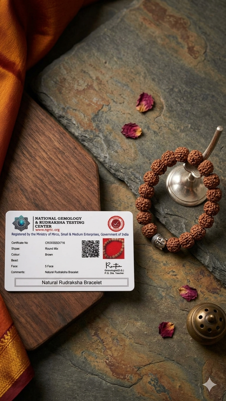 Certified Natural Rudraksha Buddha Bracelet – 5 Mukhi Healing Beads for Meditation & Zen Style
