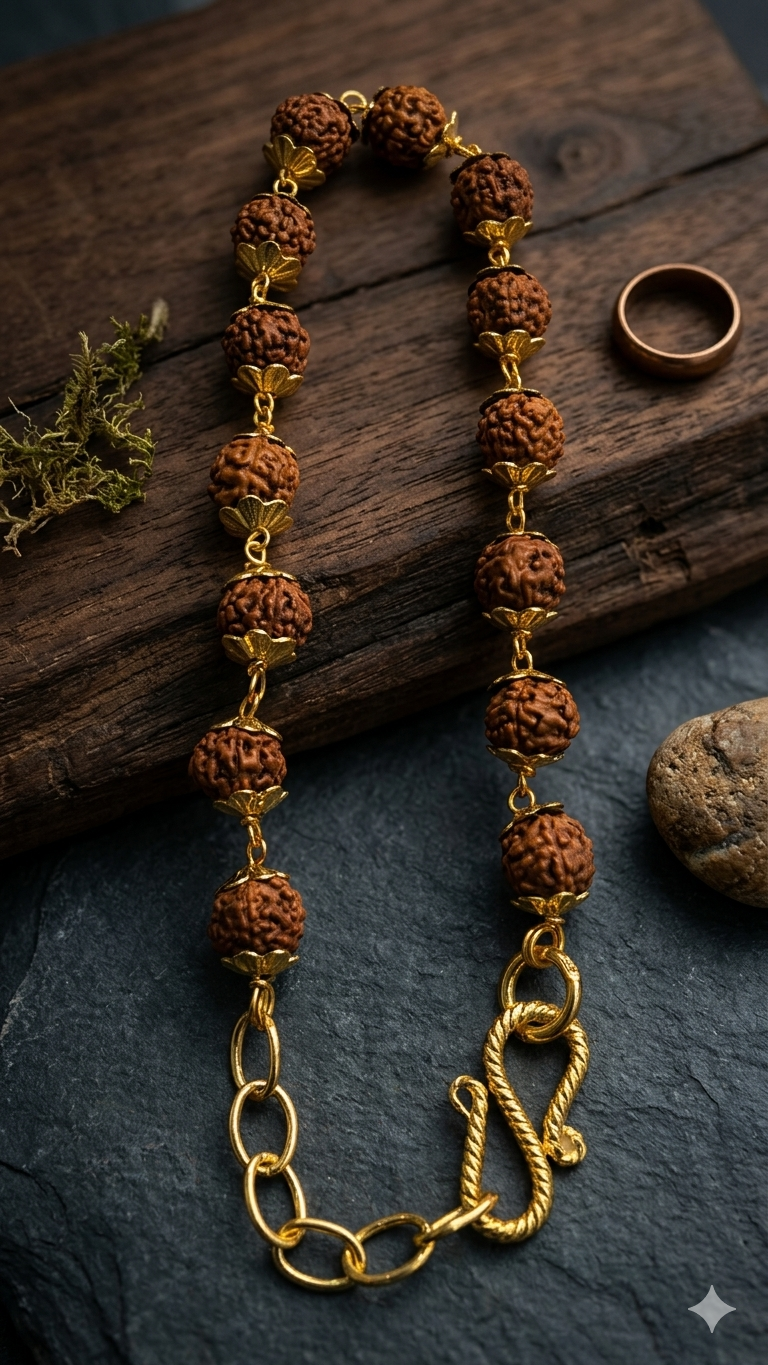 Authentic Rudraksha Gold-Plated Bracelet – Spiritual Healing & Luxury Accessory for Men and Women