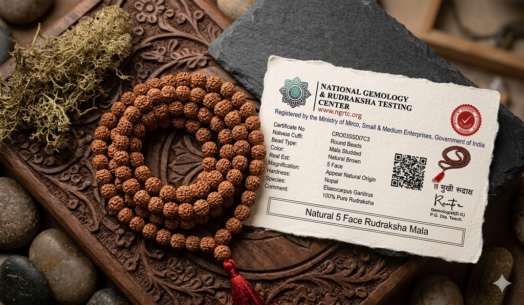 Lab-Certified Natural Rudraksha Mala (8mm) – Authentic 108+1 Beads for Meditation, Yoga & Spiritual Protection