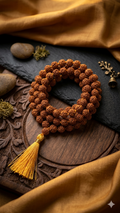 Authentic 7mm Rudraksha Mala Necklace – 108+1 Natural Prayer Beads for Meditation, Yoga & Daily Mindfulness