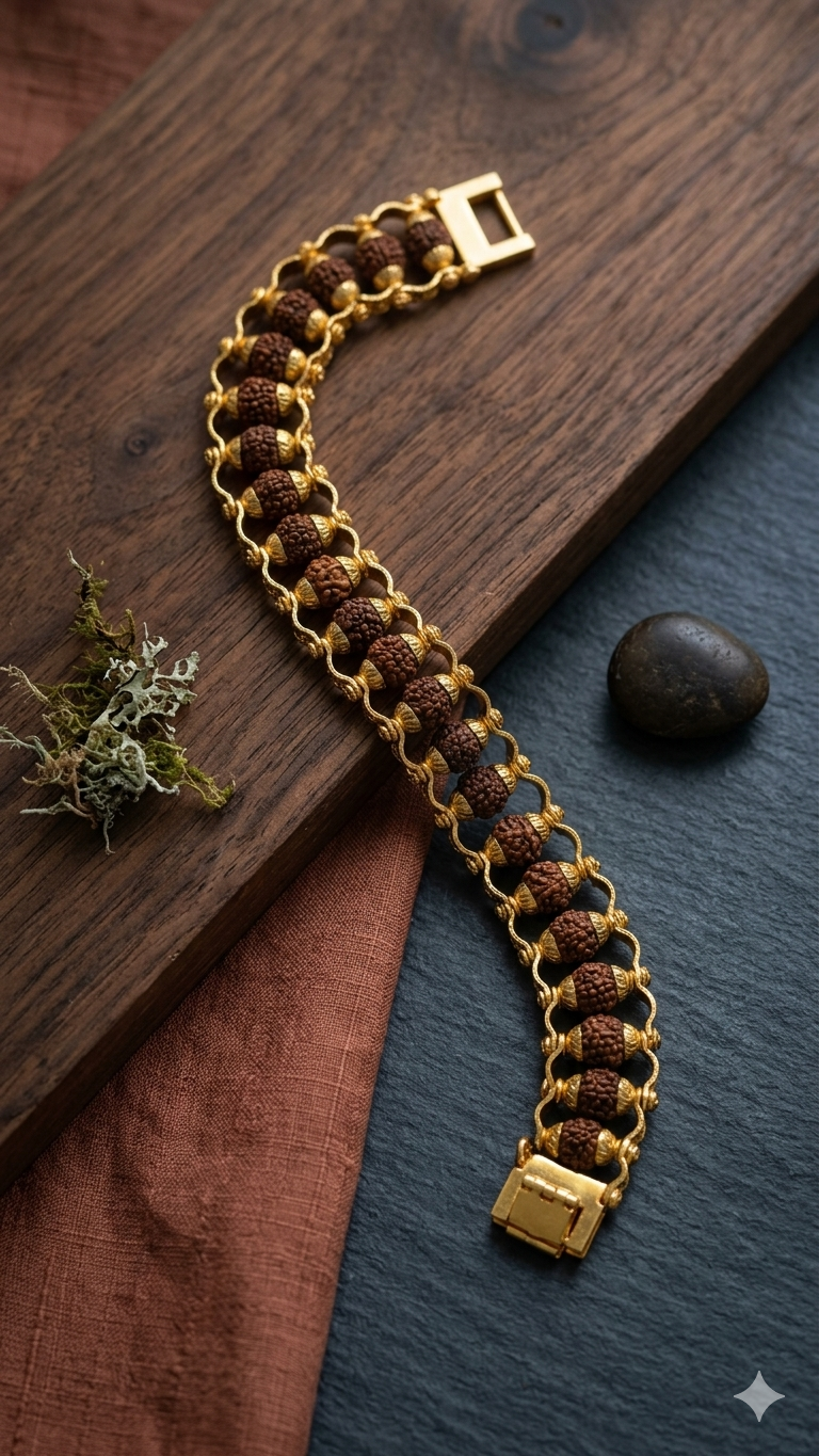 Brass Cap Rudraksha Bracelet