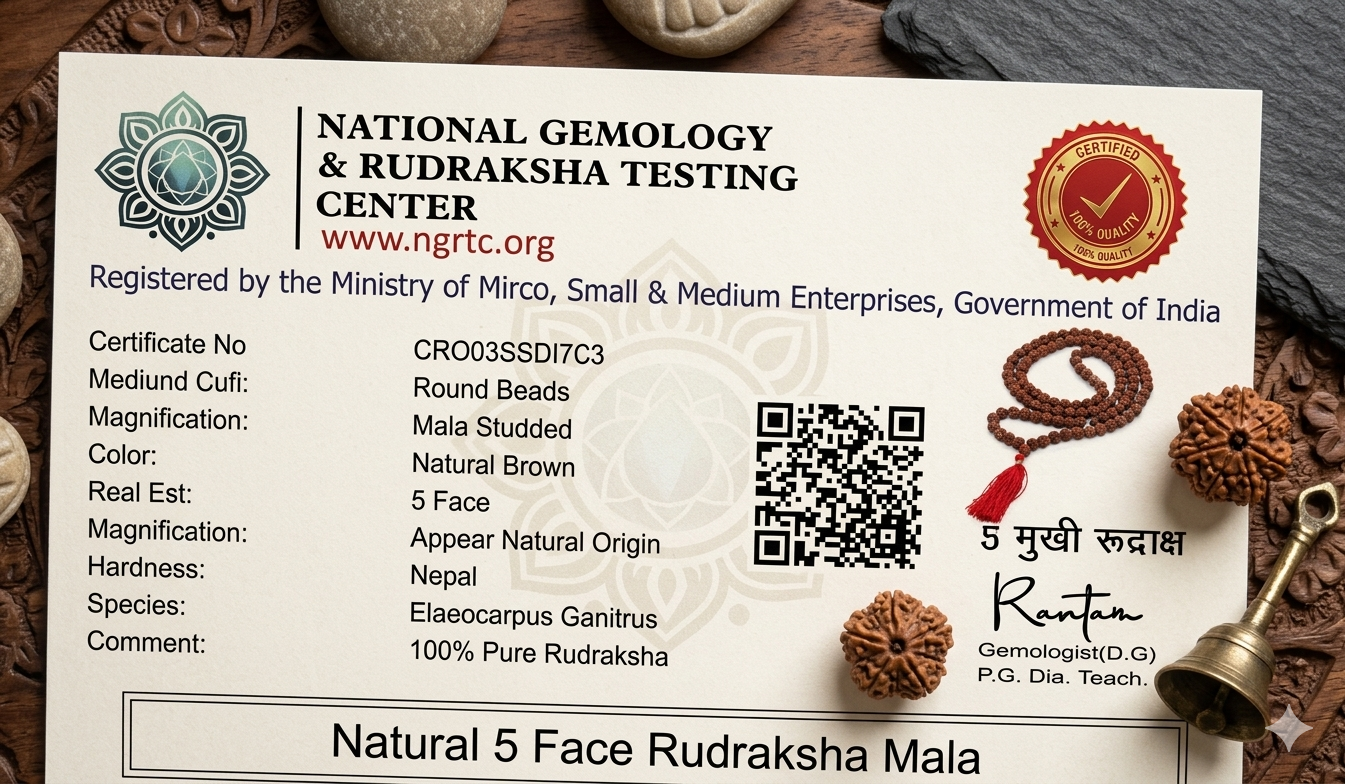 Lab-Certified Natural Rudraksha Mala (8mm) – Authentic 108+1 Beads for Meditation, Yoga & Spiritual Protection