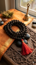 Lab-Certified 6mm Black Rudraksha Mala – Authentic 108+1 Natural Prayer Beads for Meditation, Yoga & Sleek Daily Protection